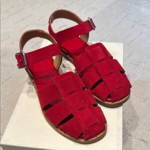 Freda Salvador Crimson Suede Fisherman Sandals BRAND NEW